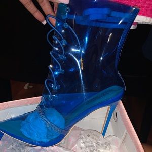 CAPE ROBBIN CLEAR BLUE BOOTIES SZ 8.5 NIB